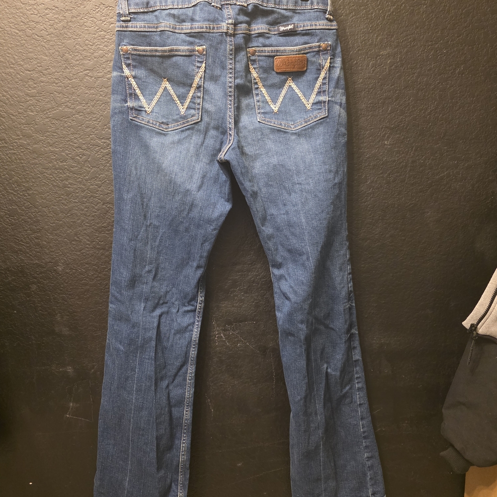 Wrangler Blue Bootcut Jeans with Signature Back Pocket W Stitch